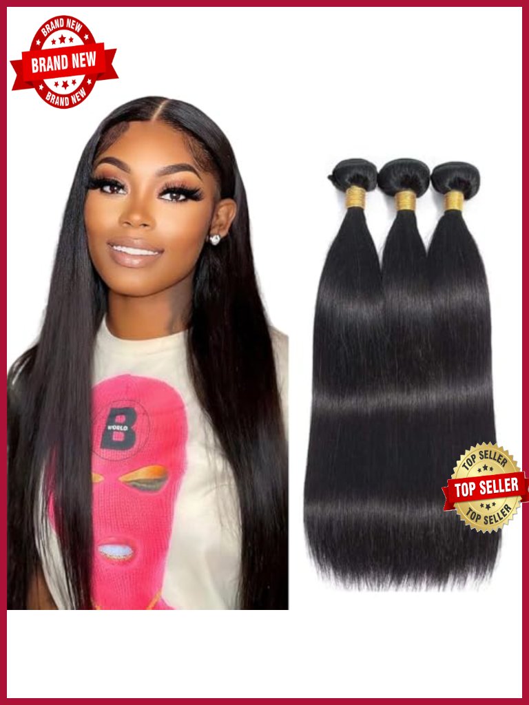 100% Human Hair Straight Bundles 3 Bundles Weave Extensions Sew In